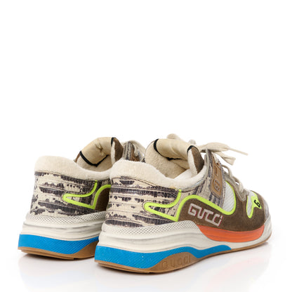Gucci Suede Calfskin Tejus Printed Womens Ultrapace Sneakers 39 Natural Ardesia Neon Yellow 4 of 11