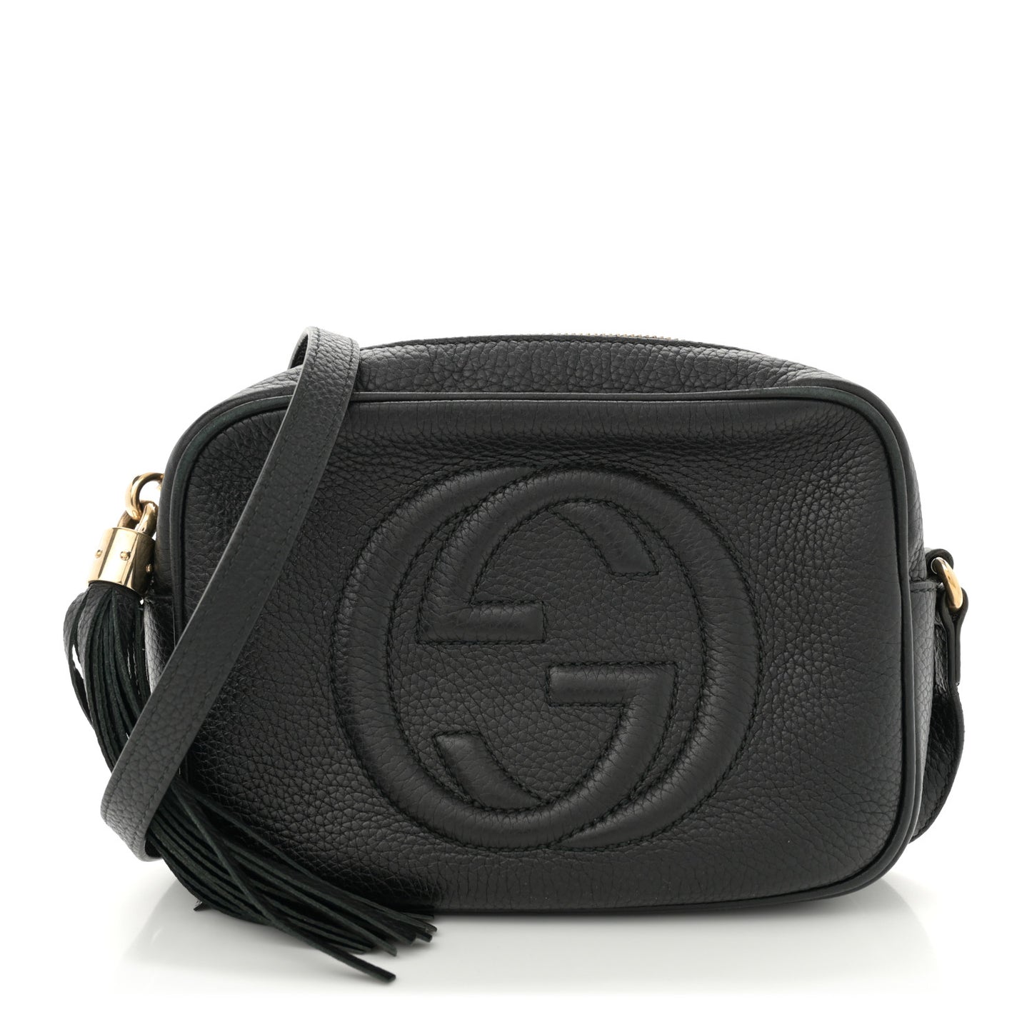 Pebbled Calfskin Small Soho Disco Bag Black