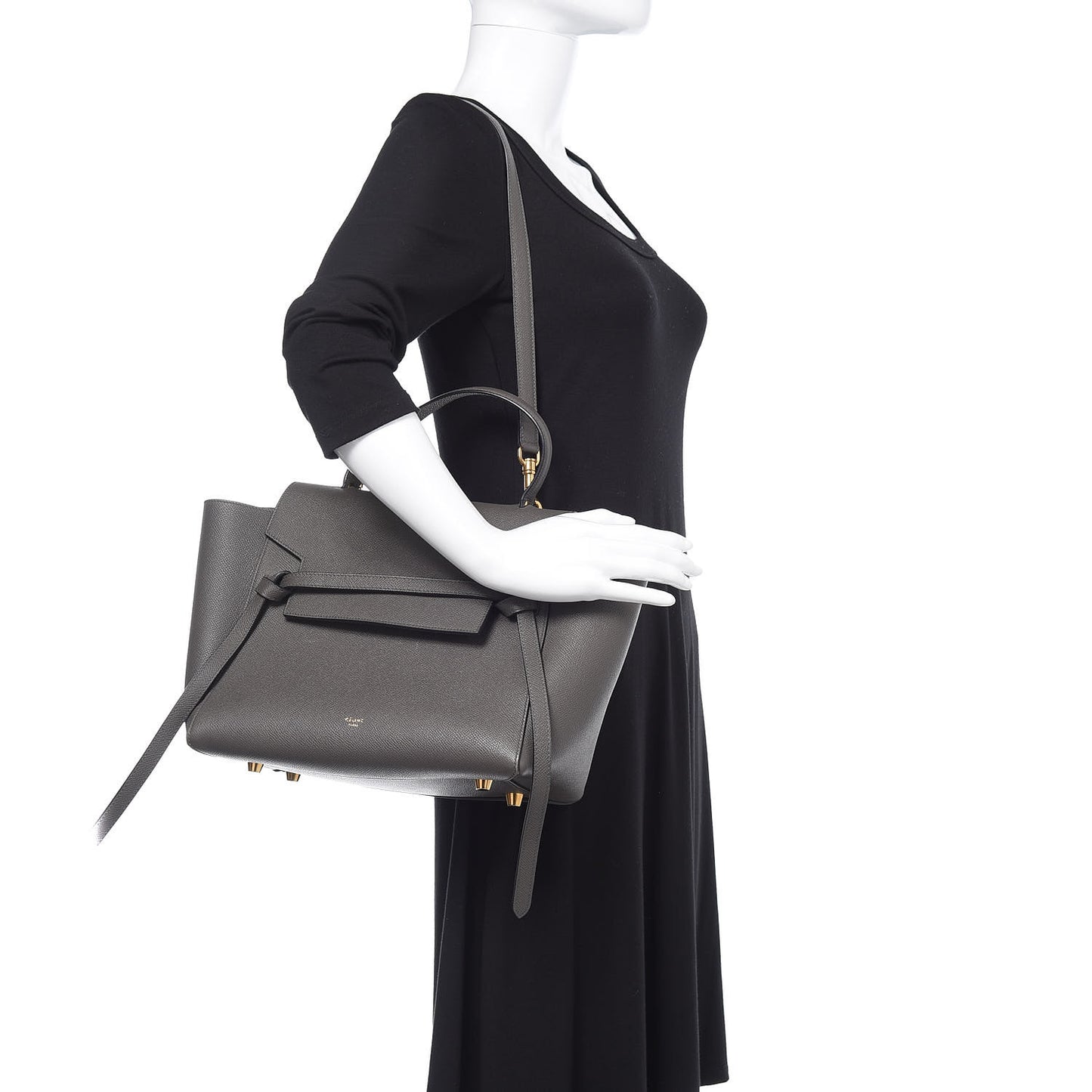 Grained Calfskin Mini Belt Bag Grey