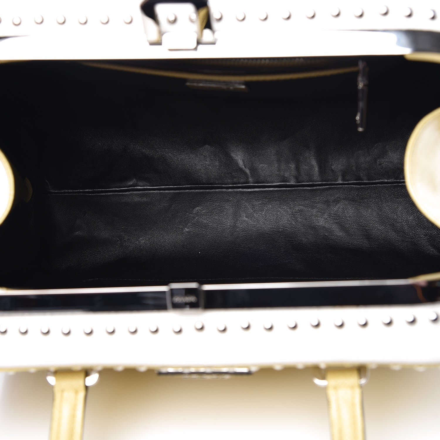 Prada Saffiano Studded Pyramid Bag Polline White 5 of 11