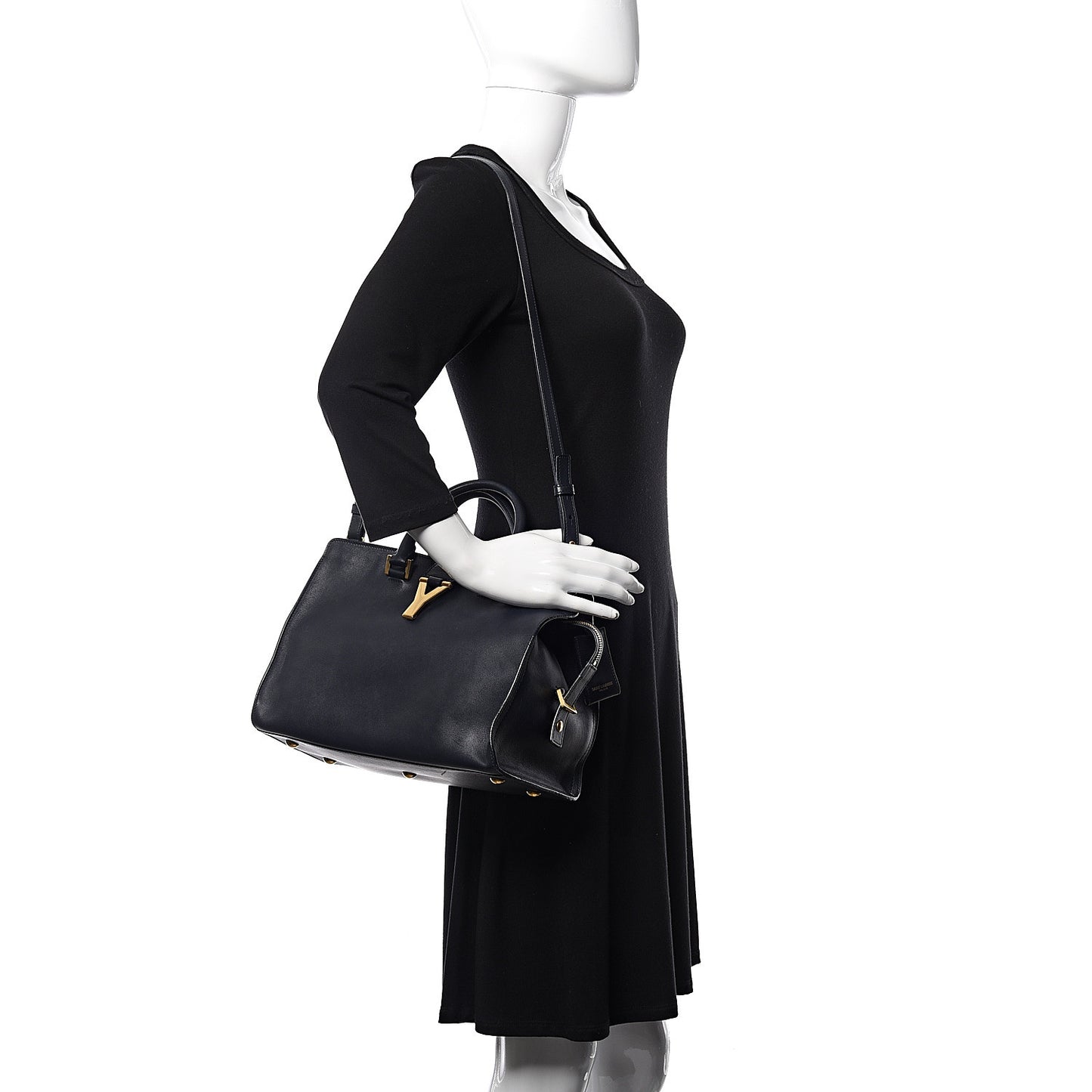 Calfskin Small Classic Y Cabas Navy Blue