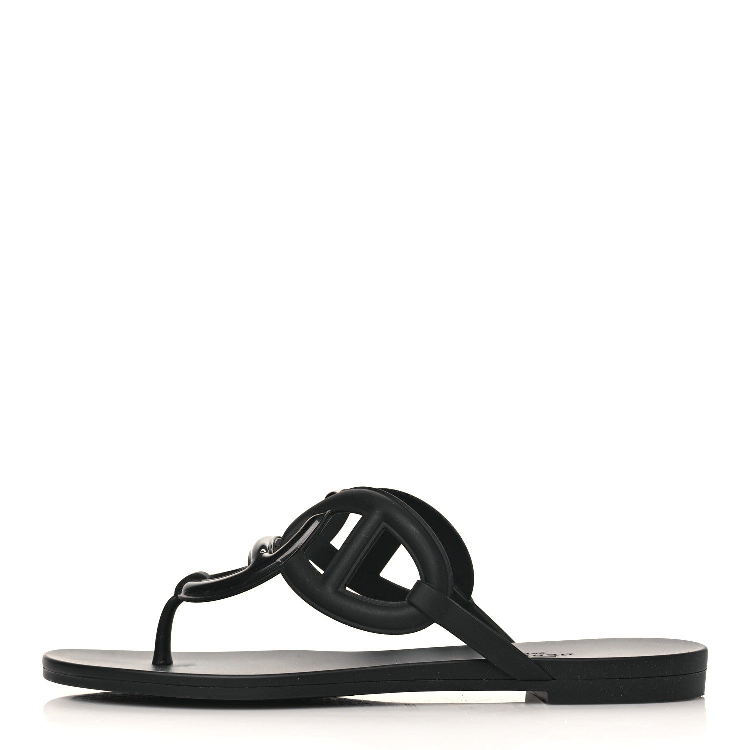 Hermes Rubber Womens Egerie Sandals 36 Black 1 of 9