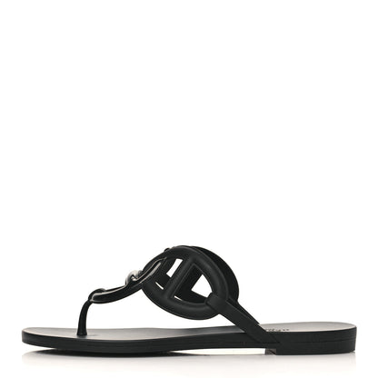 Hermes Rubber Womens Egerie Sandals 36 Black 1 of 9