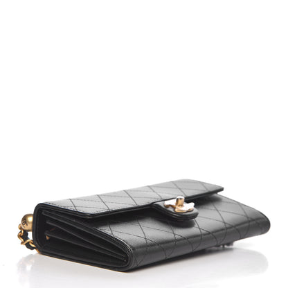Chanel Goatskin Stitched Pearl Clutch With Chain Black 4 of 13