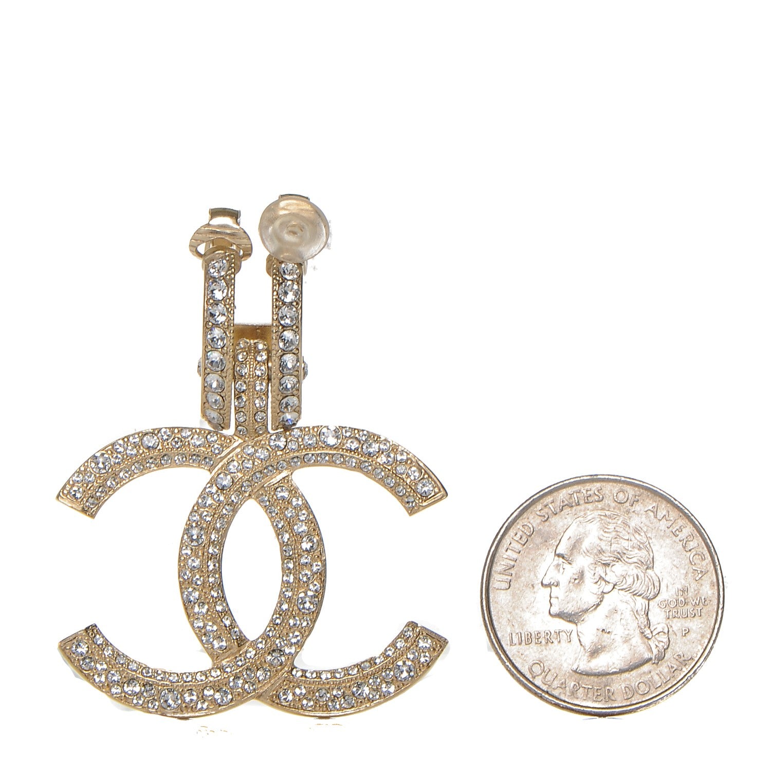 Chanel Crystal CC Single Clip On Earring Gold 2 of 4