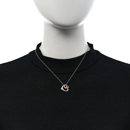 Tiffany Sterling Silver 18K Rose Gold Elsa Peretti 16mm Double Open Heart Pendant Necklace 2 of 6