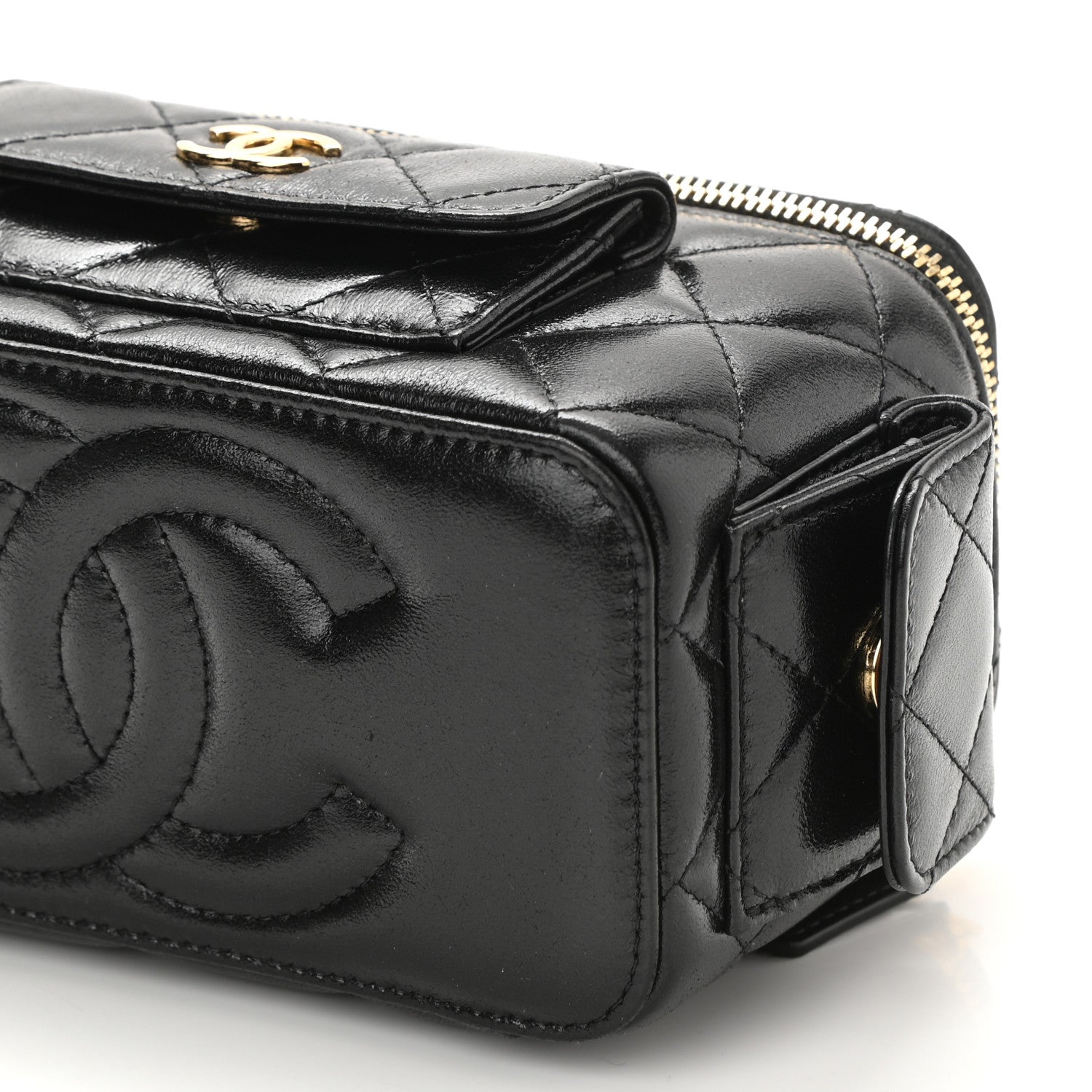 Chanel Lambskin Quilted Polly Pocket East West Top Vanity With Chain Black 11 of 12
