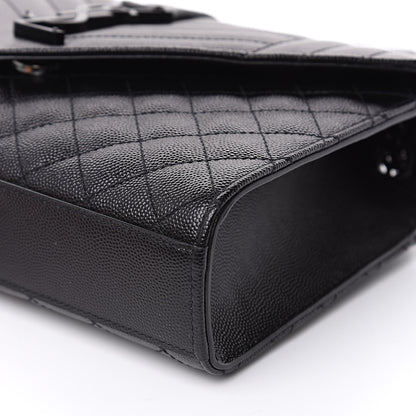 Saint Laurent Grain De Poudre Textured Mixed Matelasse Triquilt Medium Monogram Satchel Black 9 of 9