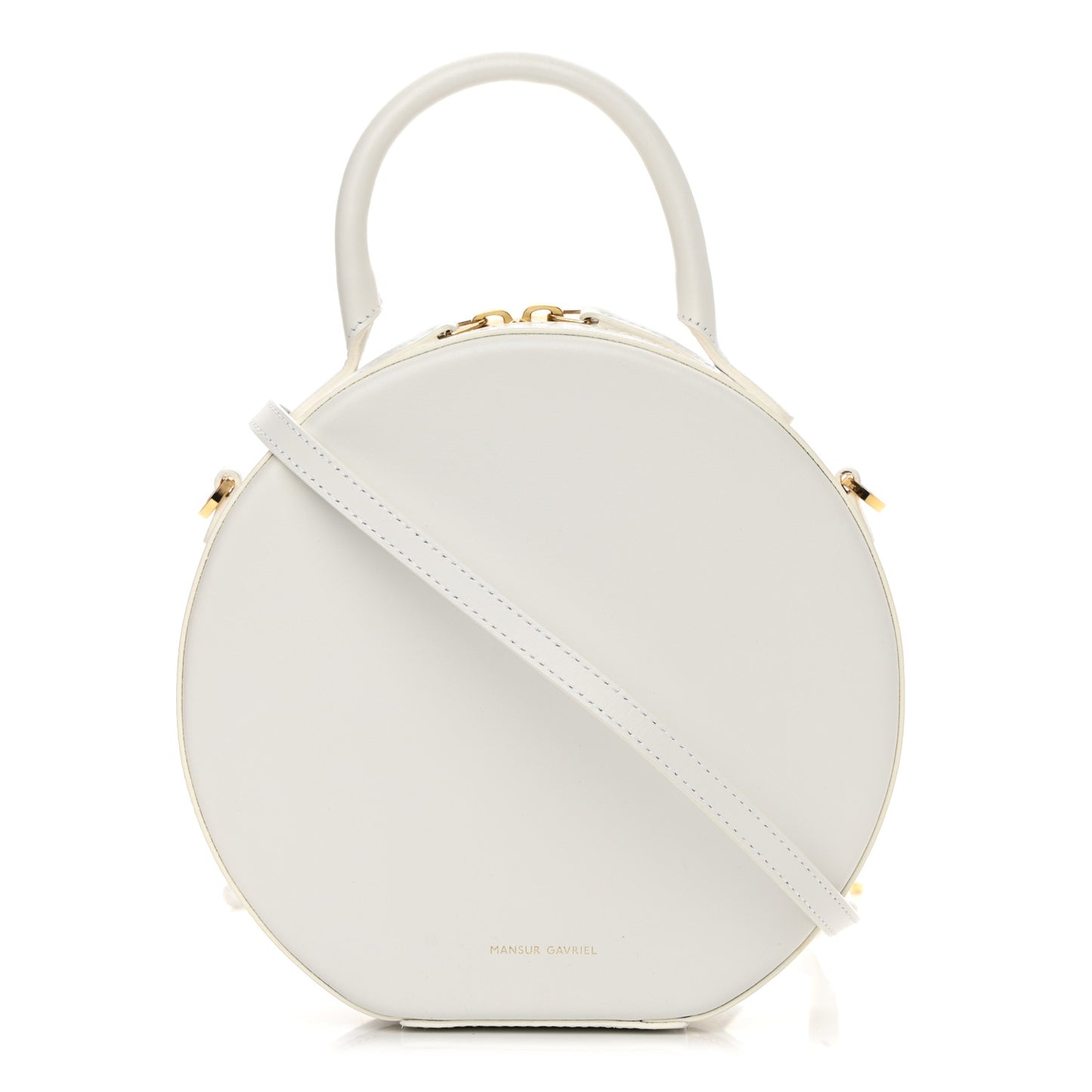 Calfskin Circle Crossbody Bag White