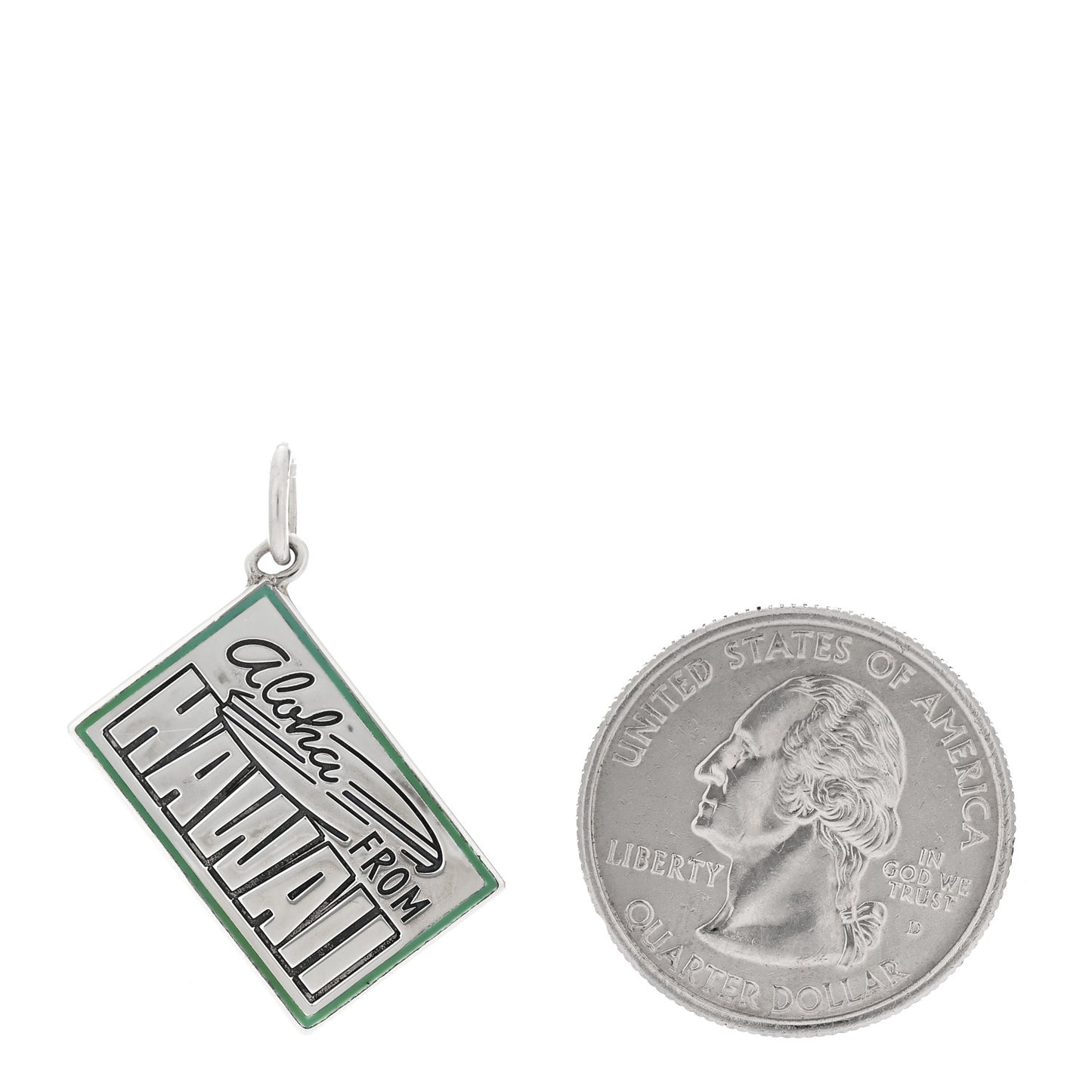 Sterling Silver Enamel Hawaii Postcard Charm Blue