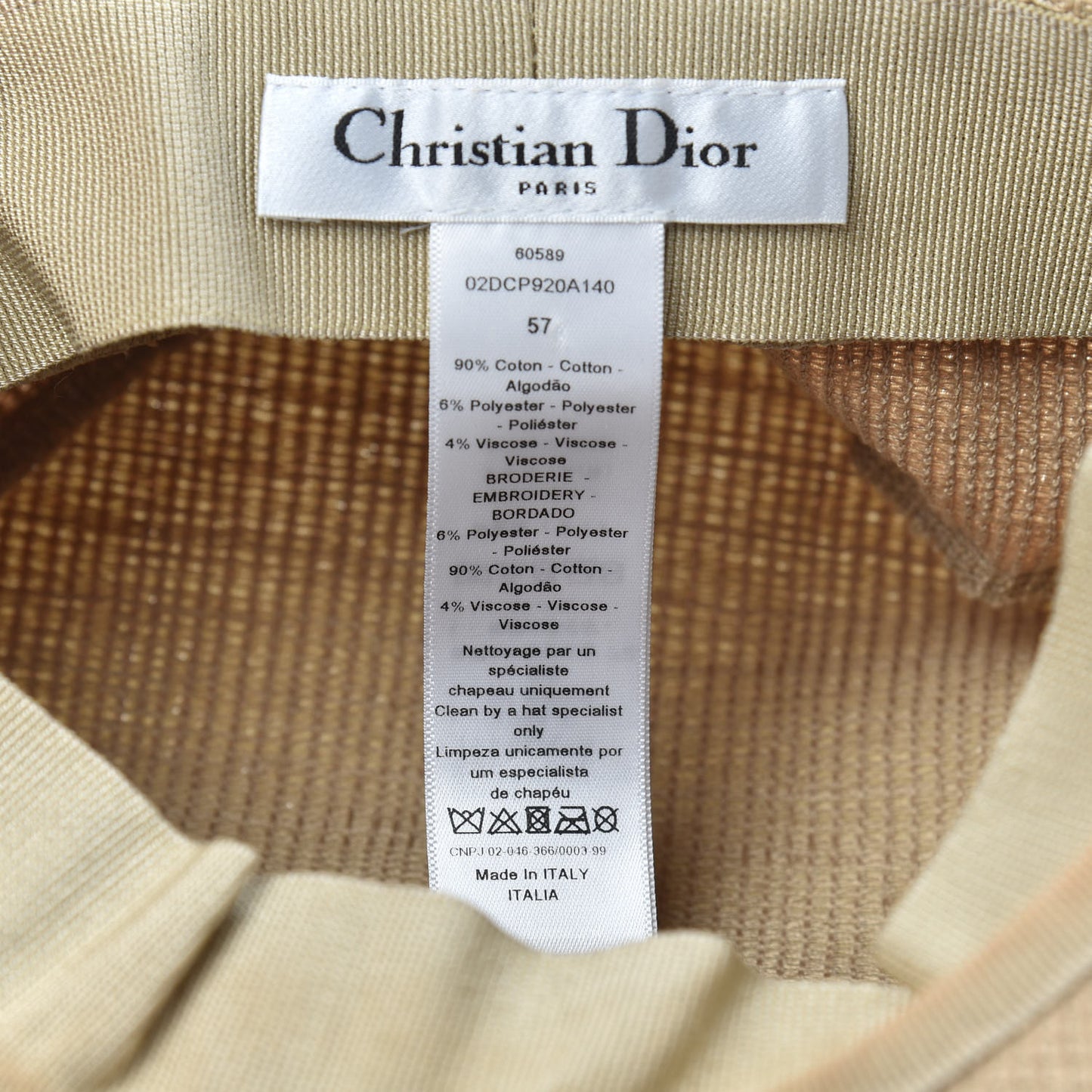 Cotton Baseball Cap 57 Beige