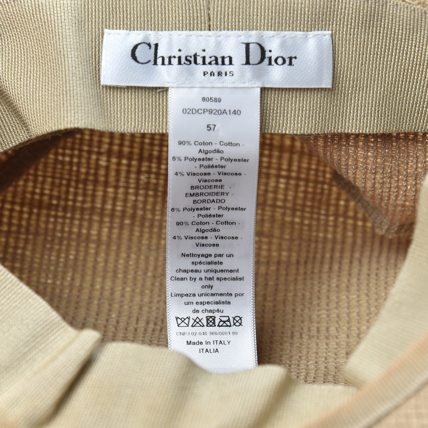 Christian Dior Cotton Baseball Cap 57 Beige 5 of 7