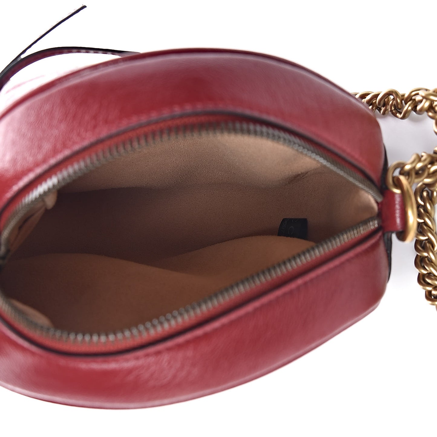 Glazed Calfskin Matelasse Heart Mini GG Marmont Round Shoulder Bag Romantic Cerise