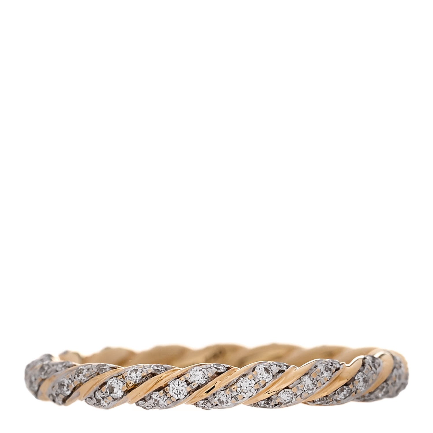 David Yurman 18K Yellow Gold Diamond Pave Petite Band Ring 54 7 1 of 5