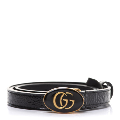 Gucci Skipper Calfskin Enamel GG 15mm Belt 75 30 Black 1 of 5