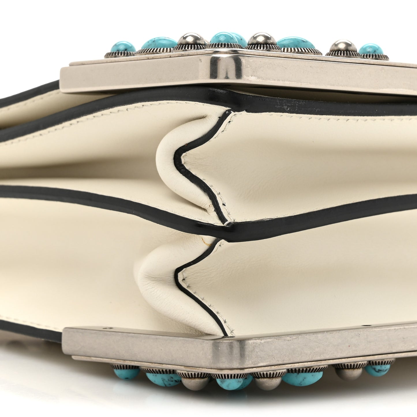 City Calf Studded Folk Cahier Bag White Caramel