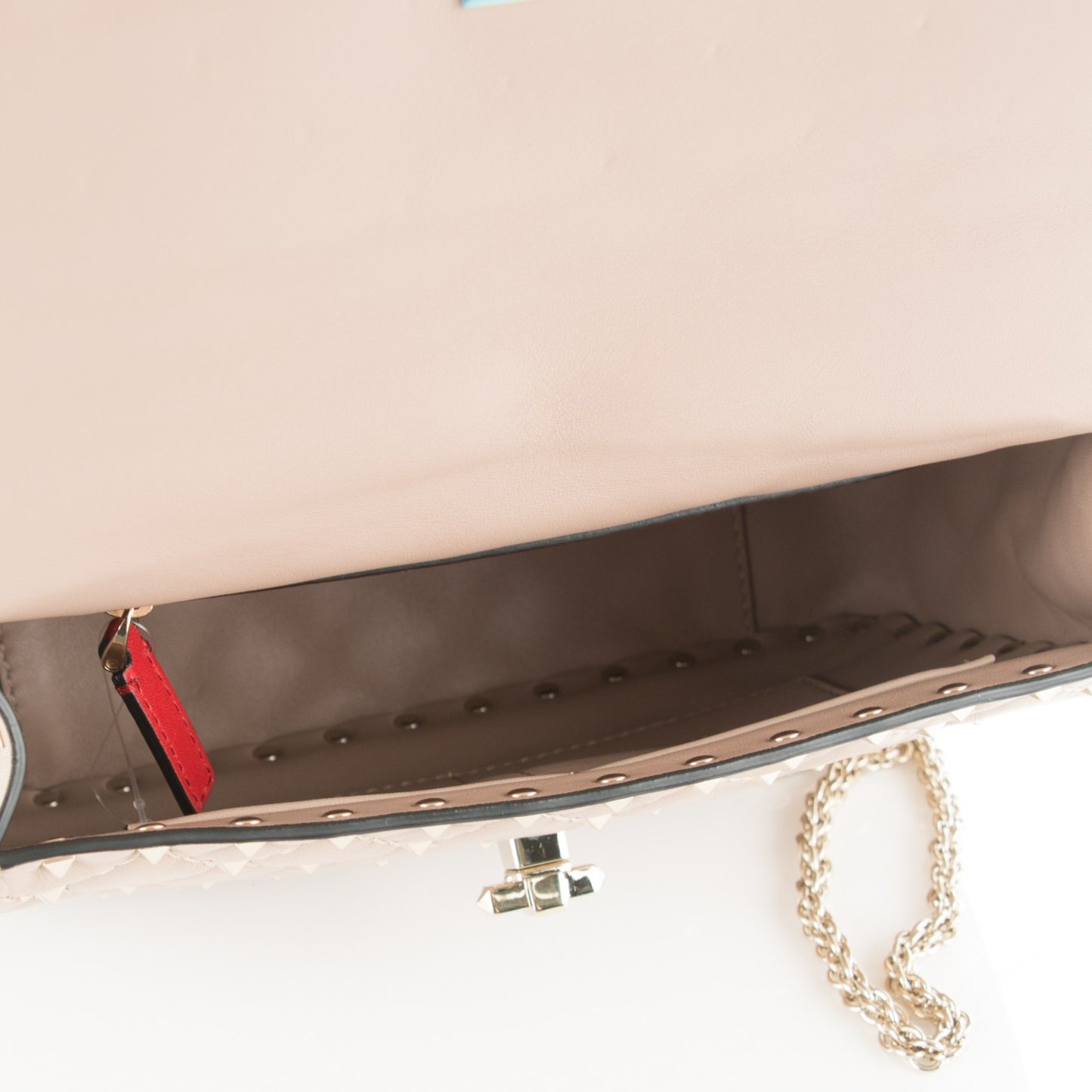 Lambskin Medium Rockstud Spike Shoulder Bag Poudre
