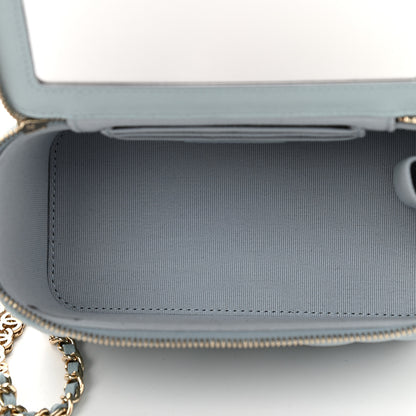 Chanel Caviar Quilted Small Tiny CC Vanity Case With Chain Light Blue 5 of 10