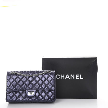 Chanel Metallic Calfskin Quilted 2.55 Reissue 226 Flap Dark Navy Blue 10 of 10