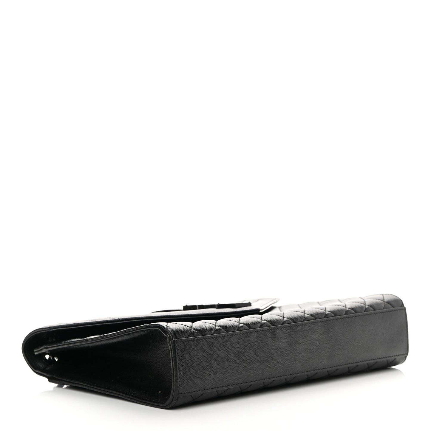 Grain De Poudre Textured Mixed Matelasse Large Triquilt Monogram Monochrome Satchel Black