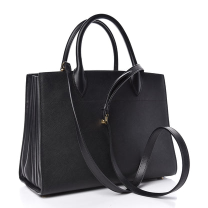 Prada Saffiano City Calfskin Medium Bibliothèque Top Handle Black 3 of 11