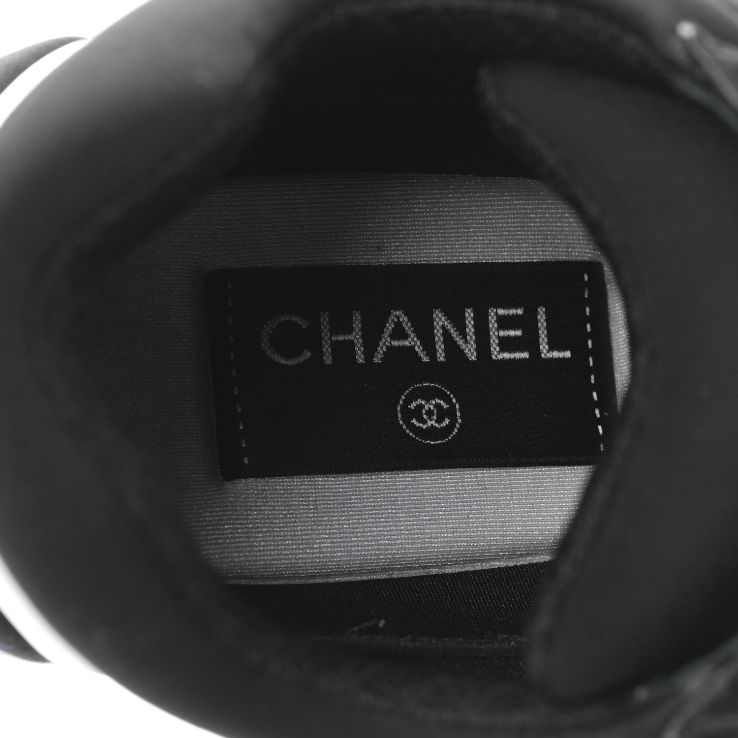 Chanel Lycra Fabric Womens CC Sneakers 38 Black White Pink 8 of 8