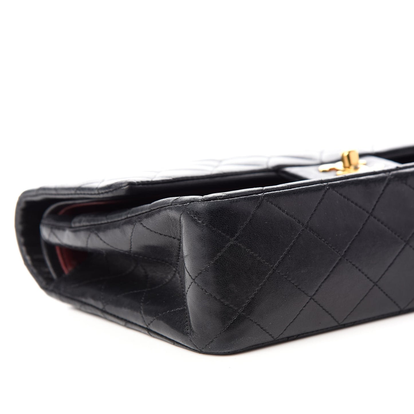 Lambskin Quilted Medium Double Flap Black