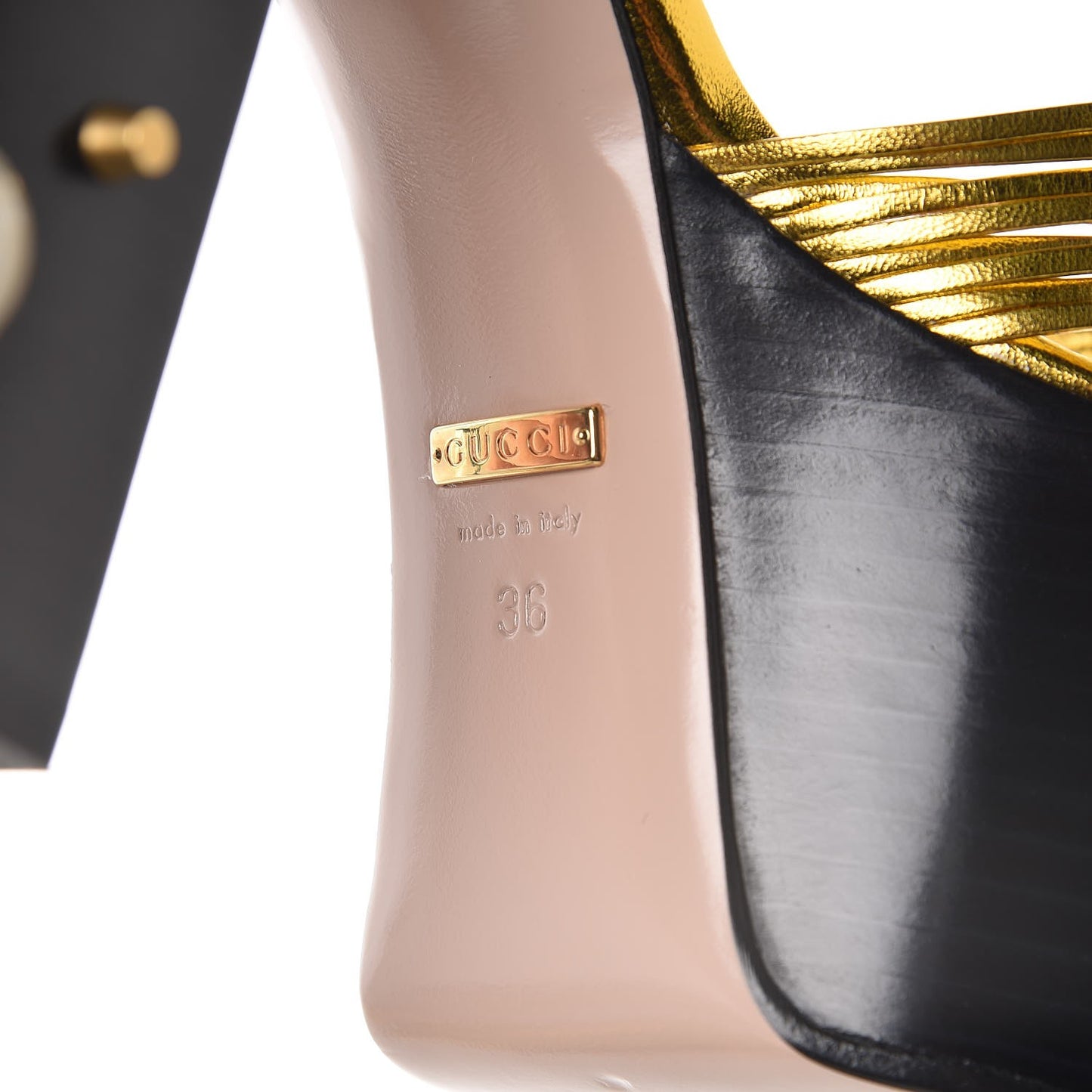 Malaga Kid Pearl Knot Platform Sandals 36 Black Gold