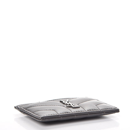 Saint Laurent Calfskin Y Quilted Monogram LouLou Credit Card Case Asphalt 4 of 10