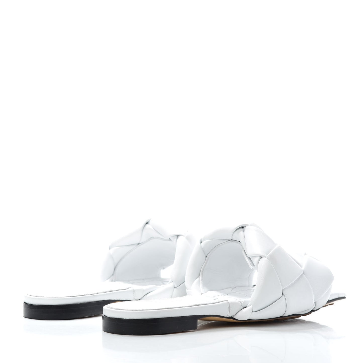 Nappa Maxi Intrecciato Lido Flat Sandals 35 Optic White