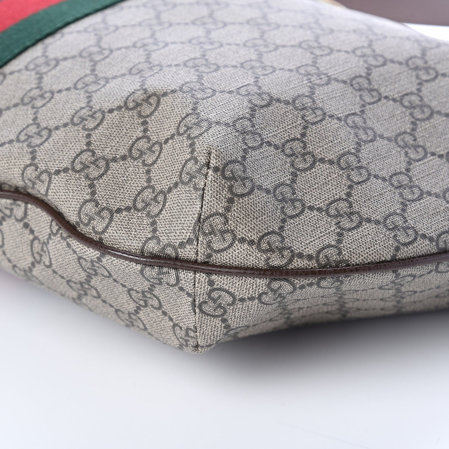 GG Supreme Monogram Web Ophidia Half Moon Hobo Brown