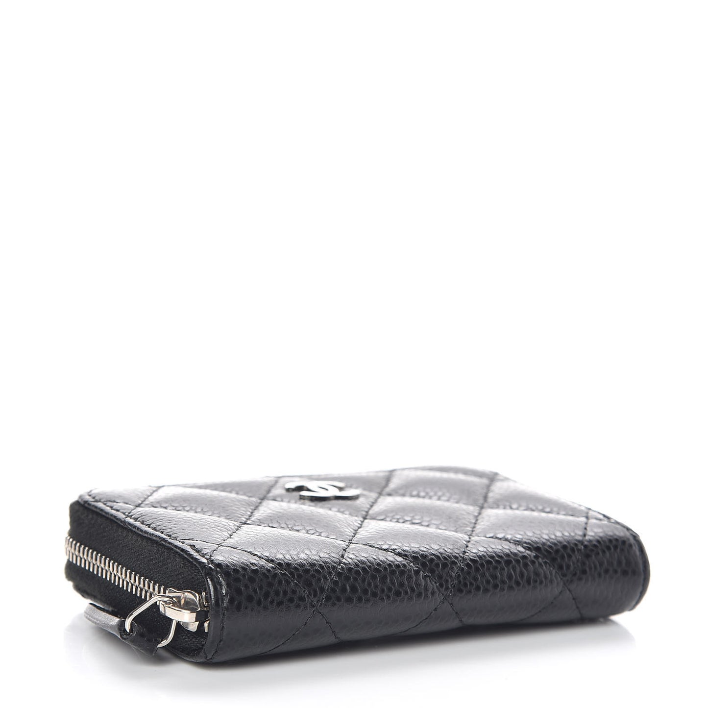 Caviar Quilted Zip Coin Purse Black