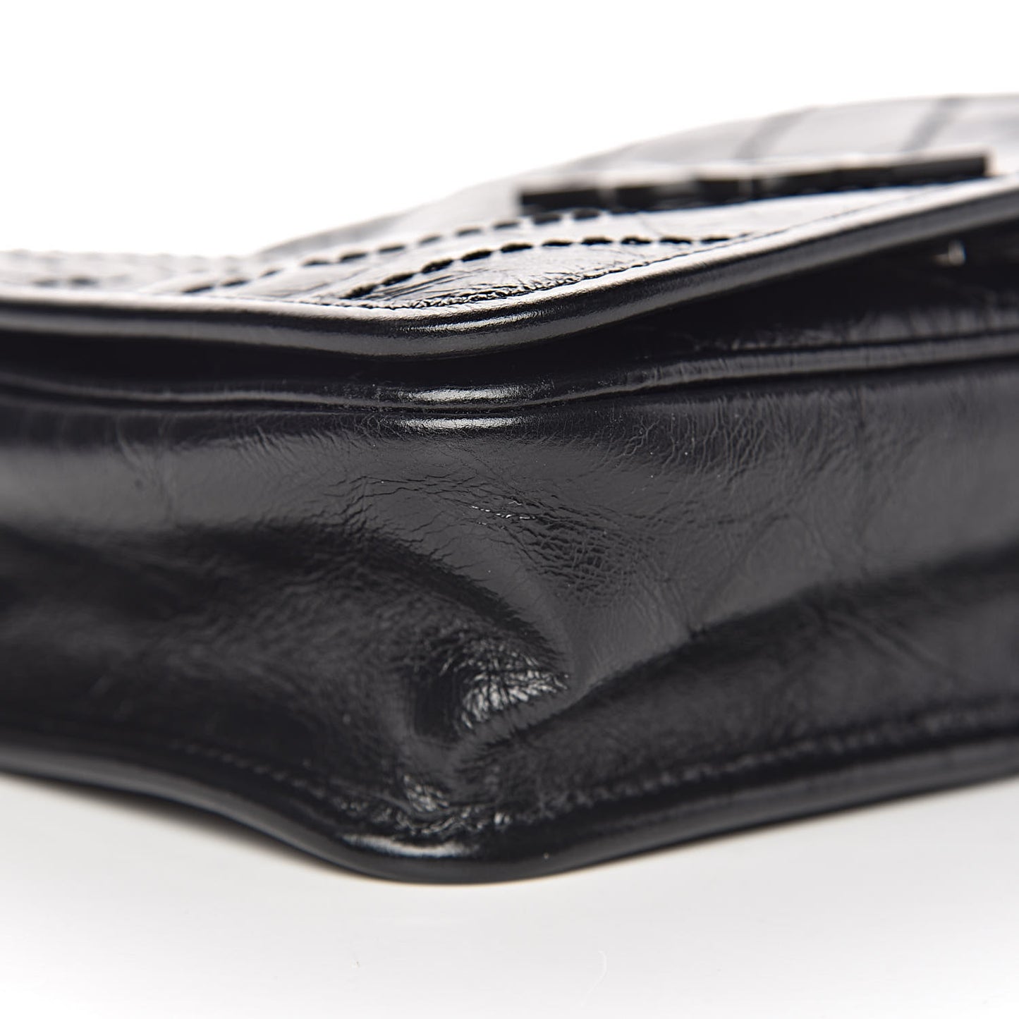Crinkled Calfskin Matelasse Monogram Niki Chain Wallet Black