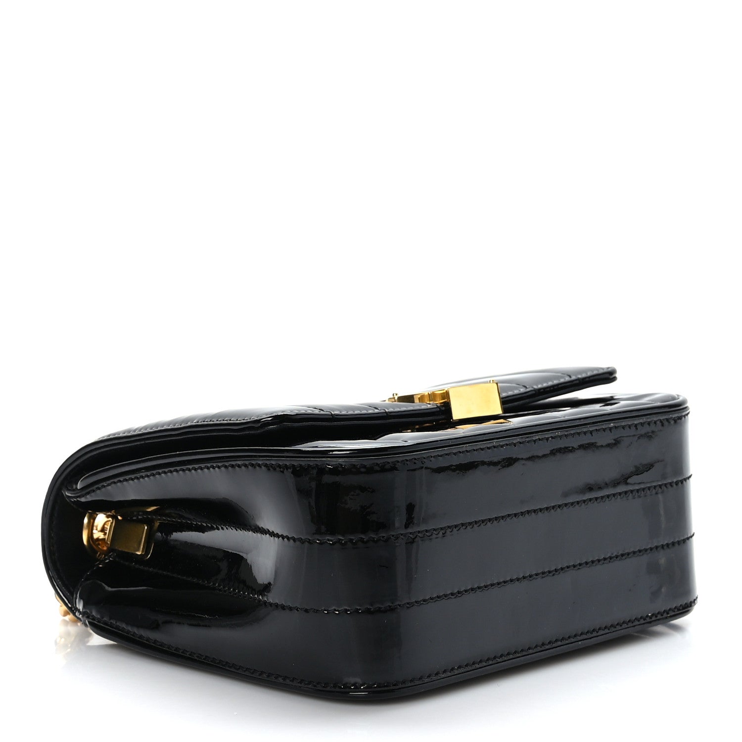 Saint Laurent Patent Calfskin Matelasse Monogram Small Vicky Chain Bag Black 4 of 12