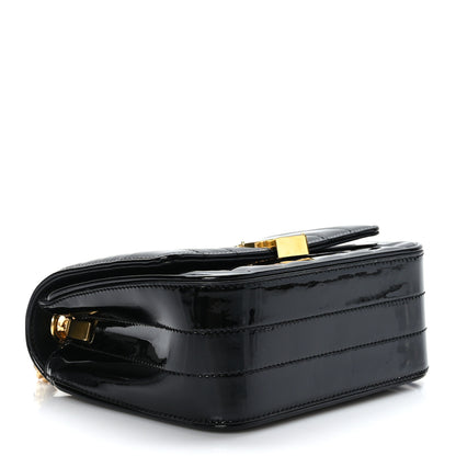 Saint Laurent Patent Calfskin Matelasse Monogram Small Vicky Chain Bag Black 4 of 12
