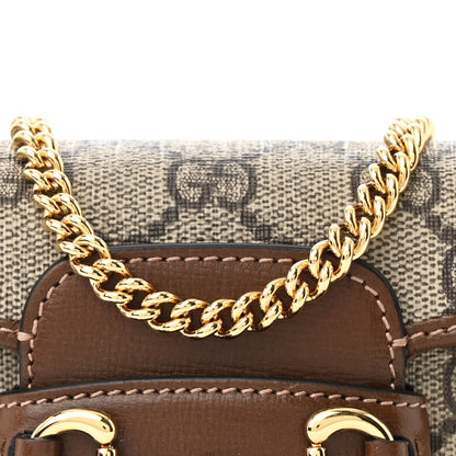 Gucci GG Supreme Monogram Azalea Calfskin Web Horsebit 1955 Wallet On Strap Beige Ebony Brown Sugar 8 of 10