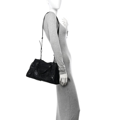 Balenciaga Semi Shiny Calfskin Crocodile Embossed Neo Classic Black Hardware S City Black 2 of 12