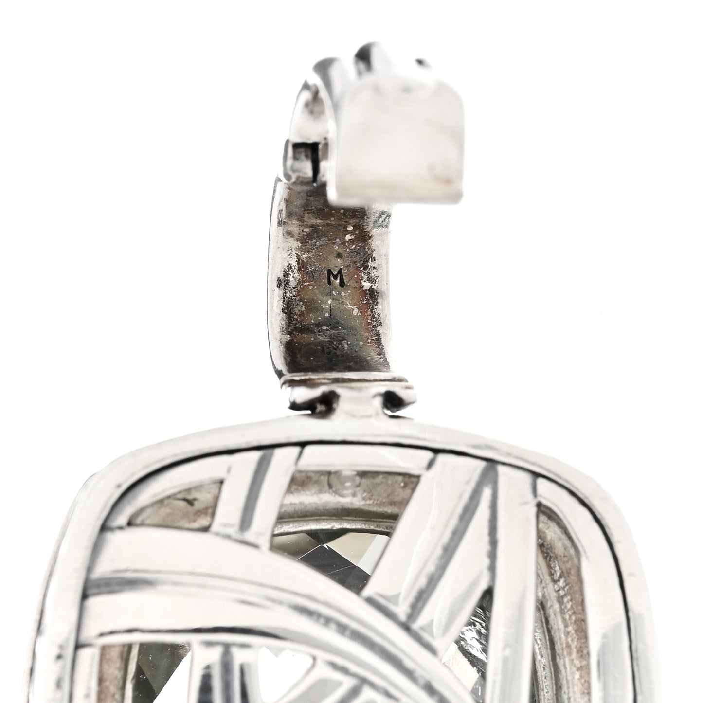 Sterling Silver Diamond Prasiolite 17mm Moonlight Ice Enhancer Pendant