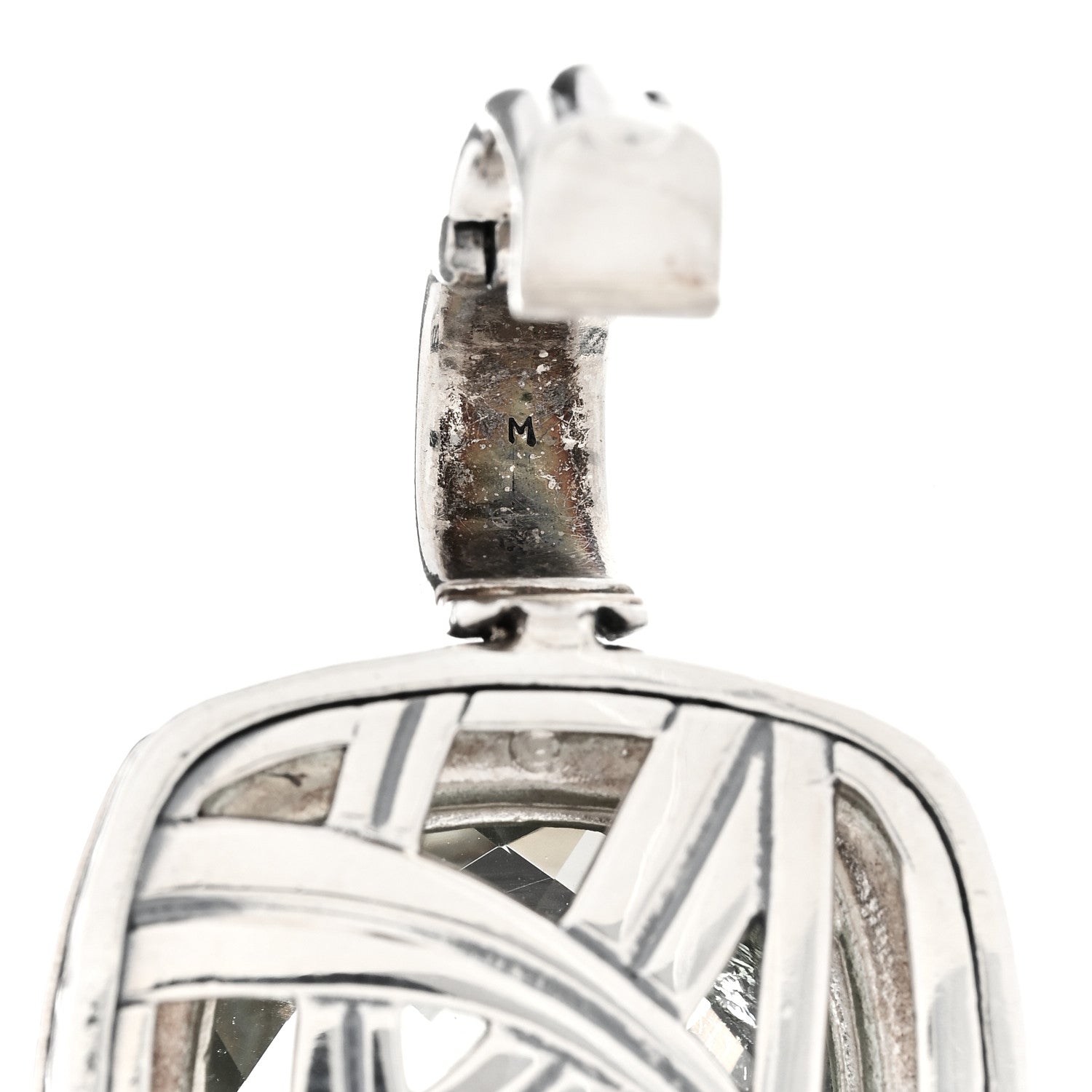 David Yurman Sterling Silver Diamond Prasiolite 17mm Moonlight Ice Enhancer Pendant 5 of 6