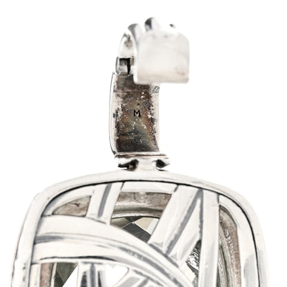 David Yurman Sterling Silver Diamond Prasiolite 17mm Moonlight Ice Enhancer Pendant 5 of 6