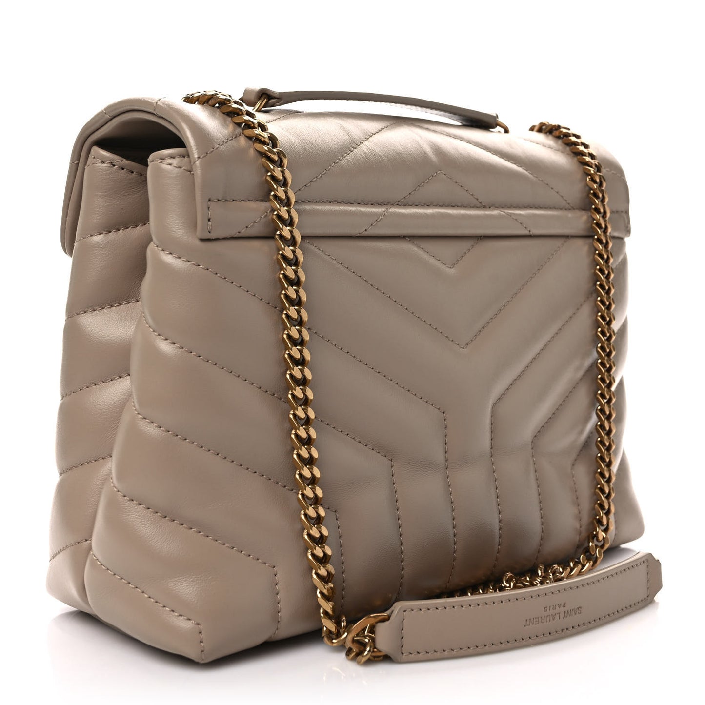 Calfskin Y Quilted Monogram Small Loulou Chain Satchel Dark Beige