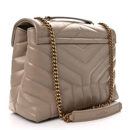 Saint Laurent Calfskin Y Quilted Monogram Small Loulou Chain Satchel Dark Beige 3 of 10