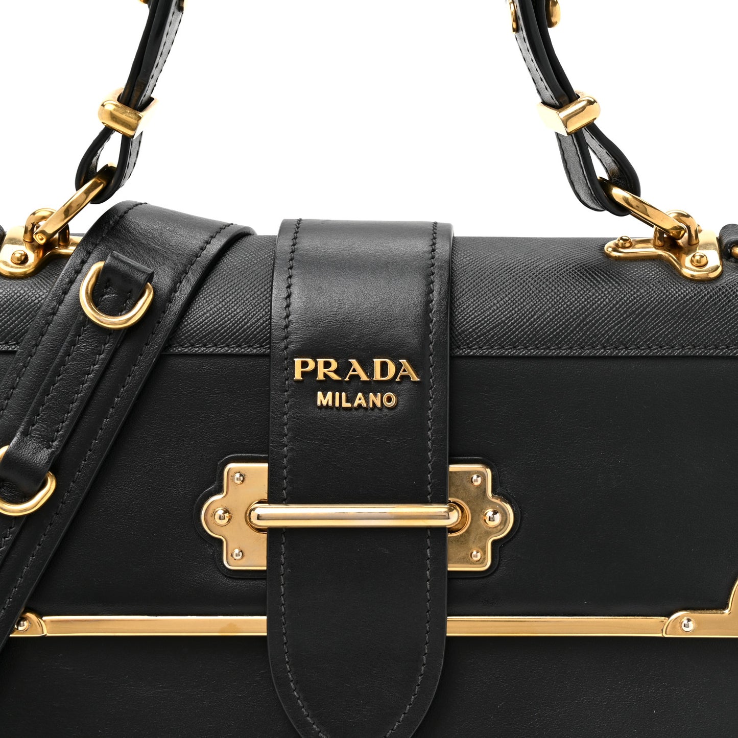 City Calfskin Saffiano Cahier Top Handle Bag Black