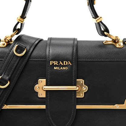 Prada City Calfskin Saffiano Cahier Top Handle Bag Black 7 of 13