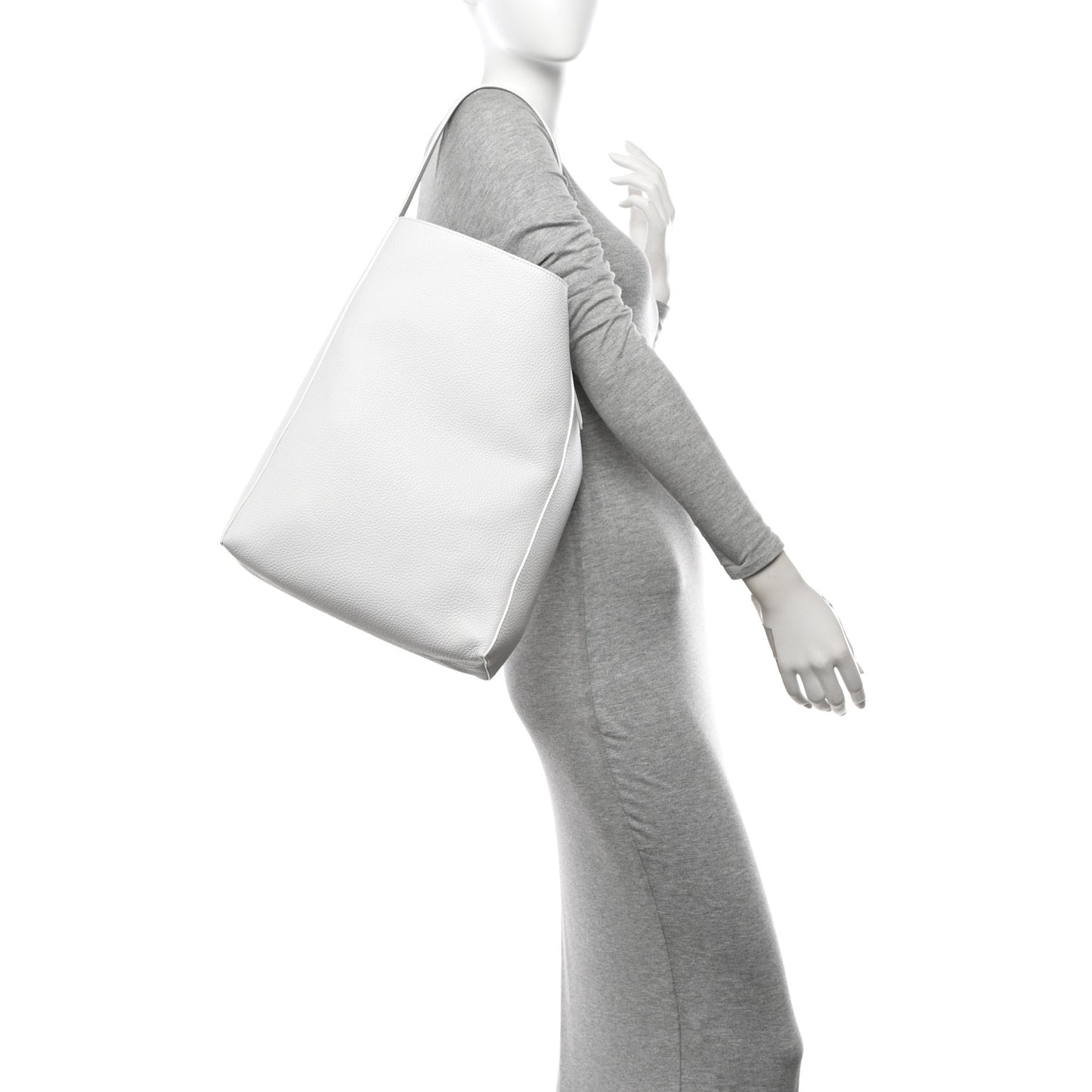 Pebbled Sport Calfskin Frida Tote Optic White