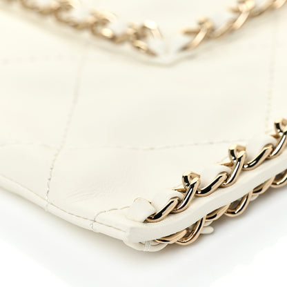 Chanel Calfskin Quilted Chain Flat Tote White 10 of 13