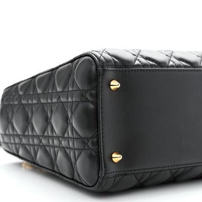 Christian Dior Lambskin Cannage Medium Lady Dior Black 9 of 10