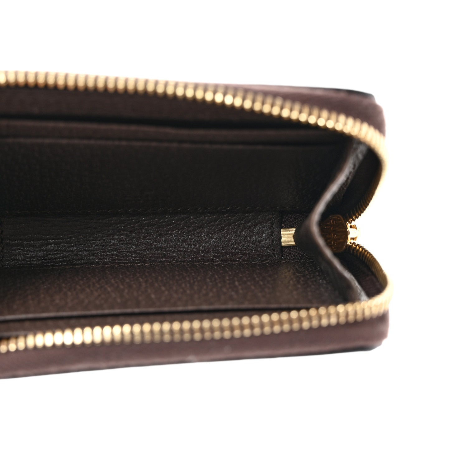 Gucci GG Supreme Monogram Textured Dollar Calfskin Web Ophidia Zip Around Card Case Wallet Beige Ebony New Acero 5 of 8