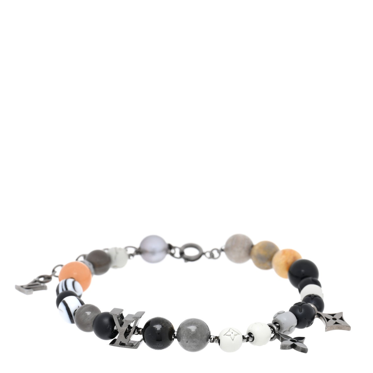 Metal Resin Opal LV Beads Bracelet Black