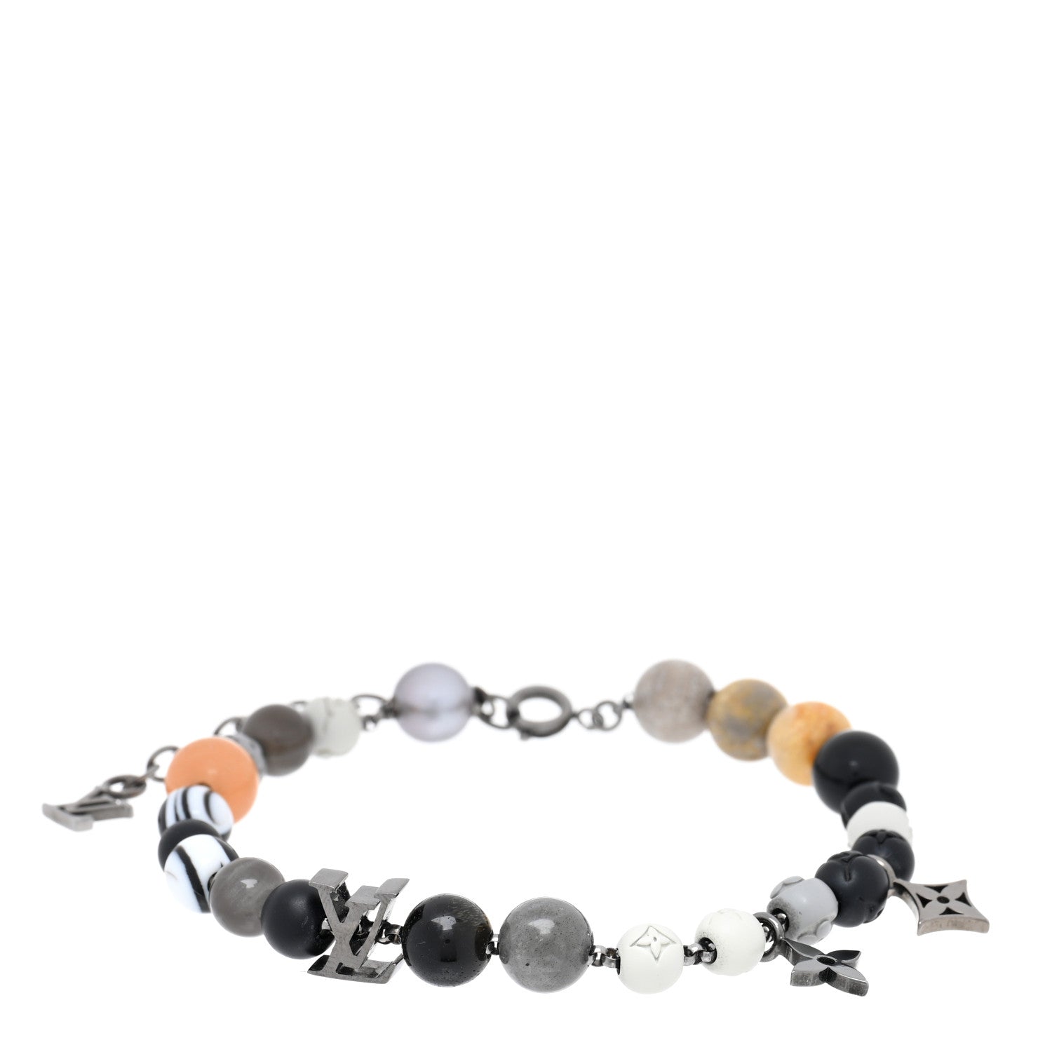 Louis Vuitton Metal Resin Opal LV Beads Bracelet Black 1 of 3